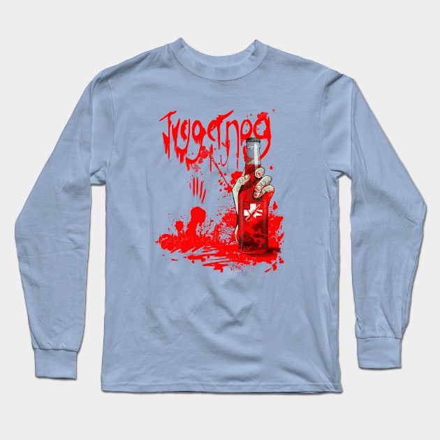 Zombie Hand Bloodied Juggernog on Light Blue Long Sleeve T-Shirt by LANStudios